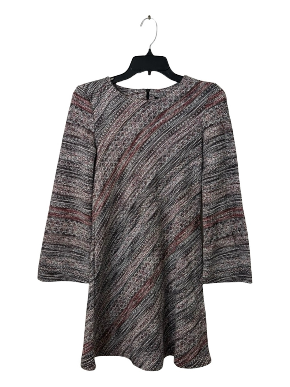 ZARA W&B Textured Knit Swing Dress Long Sleeve Women’s Size Small